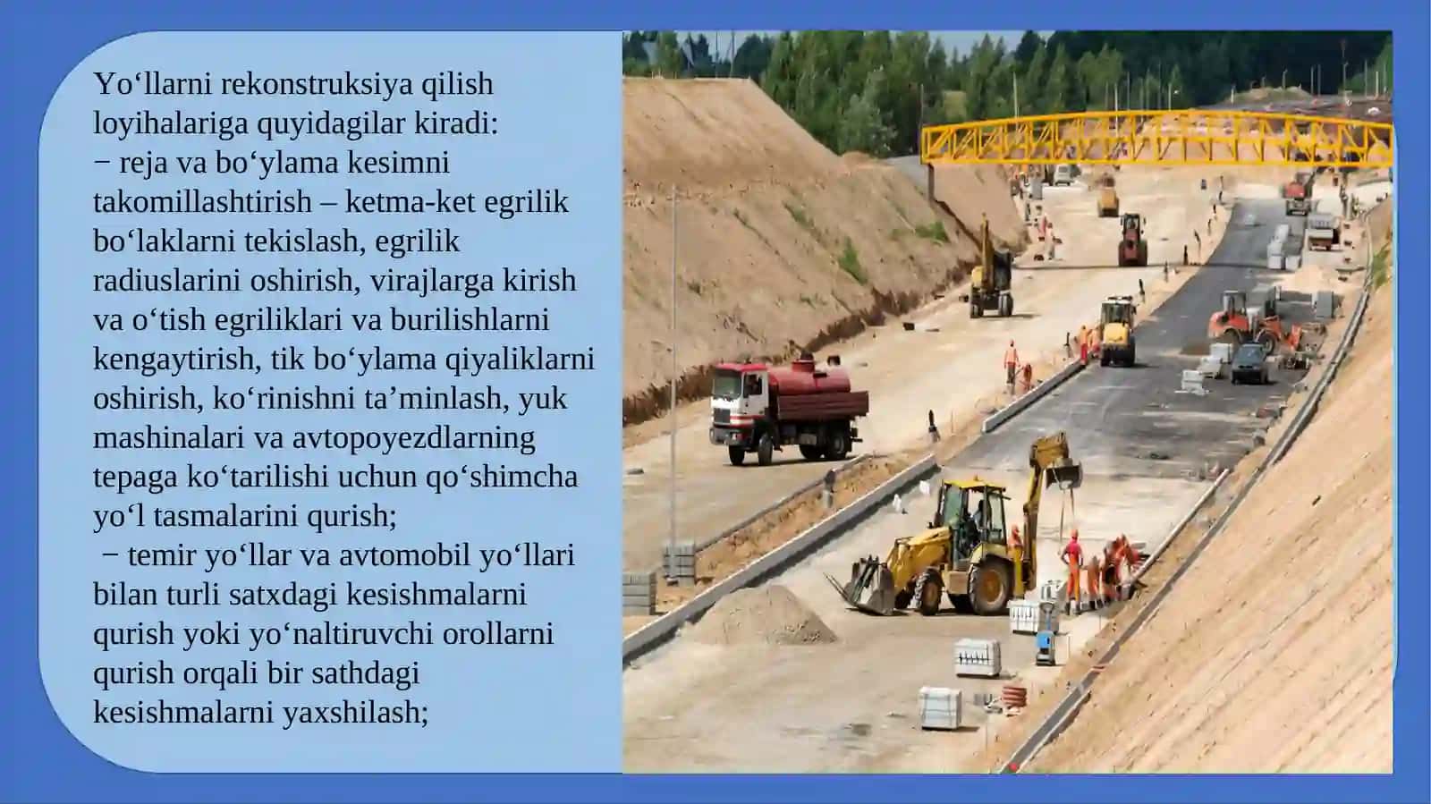 Mavjud avtomobil yo`lining yo`l poyi va yo`l to`shamasini rekonstruktsiya qilish 3
