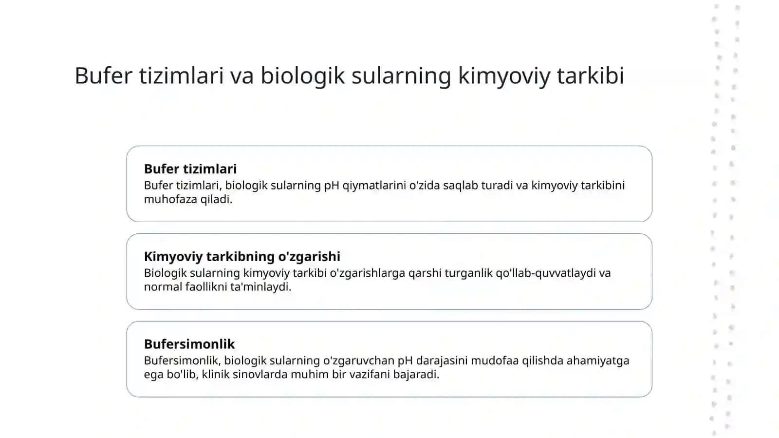 Bufer Tizimlari va ularning biologik sularining bufer sig'imi 3