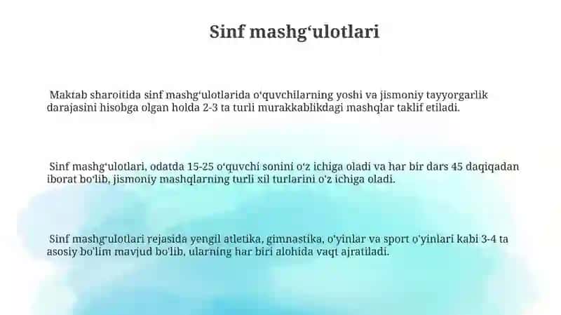 Jismoniy Tarbiya Mashgʻulotlari 3