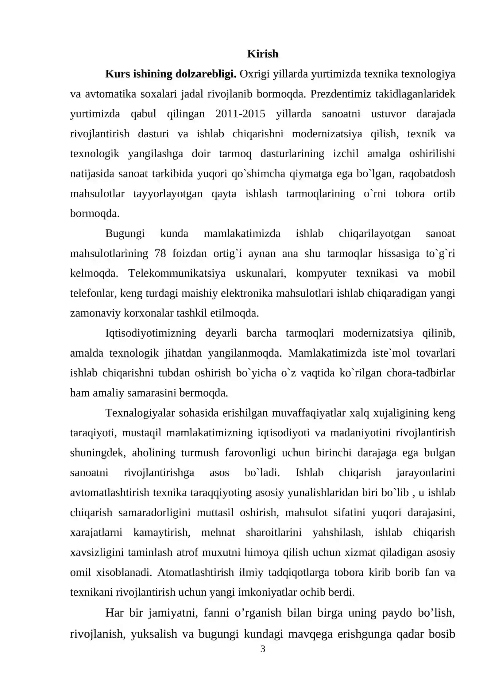 KURS ISHI - Mavzu: Sanoatda vodorod sulfid ishlab chiqarish 3