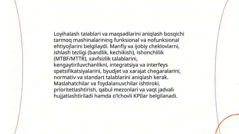 Tarmoq mashinalarni loyihalash jarayonining ketma-ketligi 3