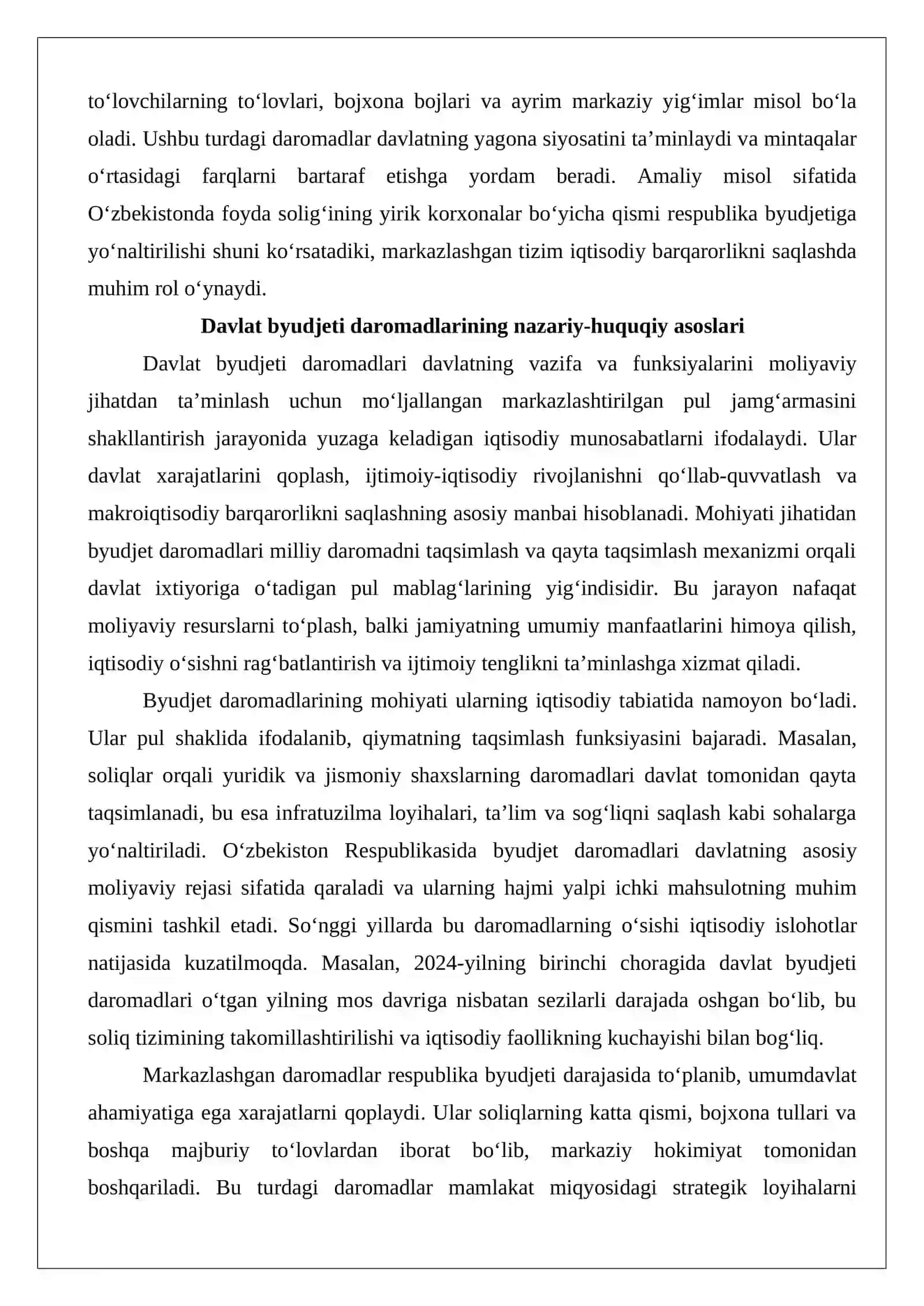 Davlat byudjeti daromadlari tushunchasi va tizimi: markazlashgan va markazlashtirilmagan daromadlar 3