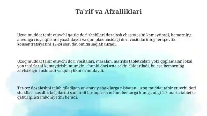 Ta‘siri uzaytirilgan qattiq dori shakllarini ishlab chiqarish 3