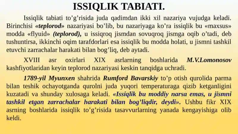 Ideal gazning ichki energiyasi va gazlarning issiqlik sig’imlari. Termodinamika qonunlari. 3