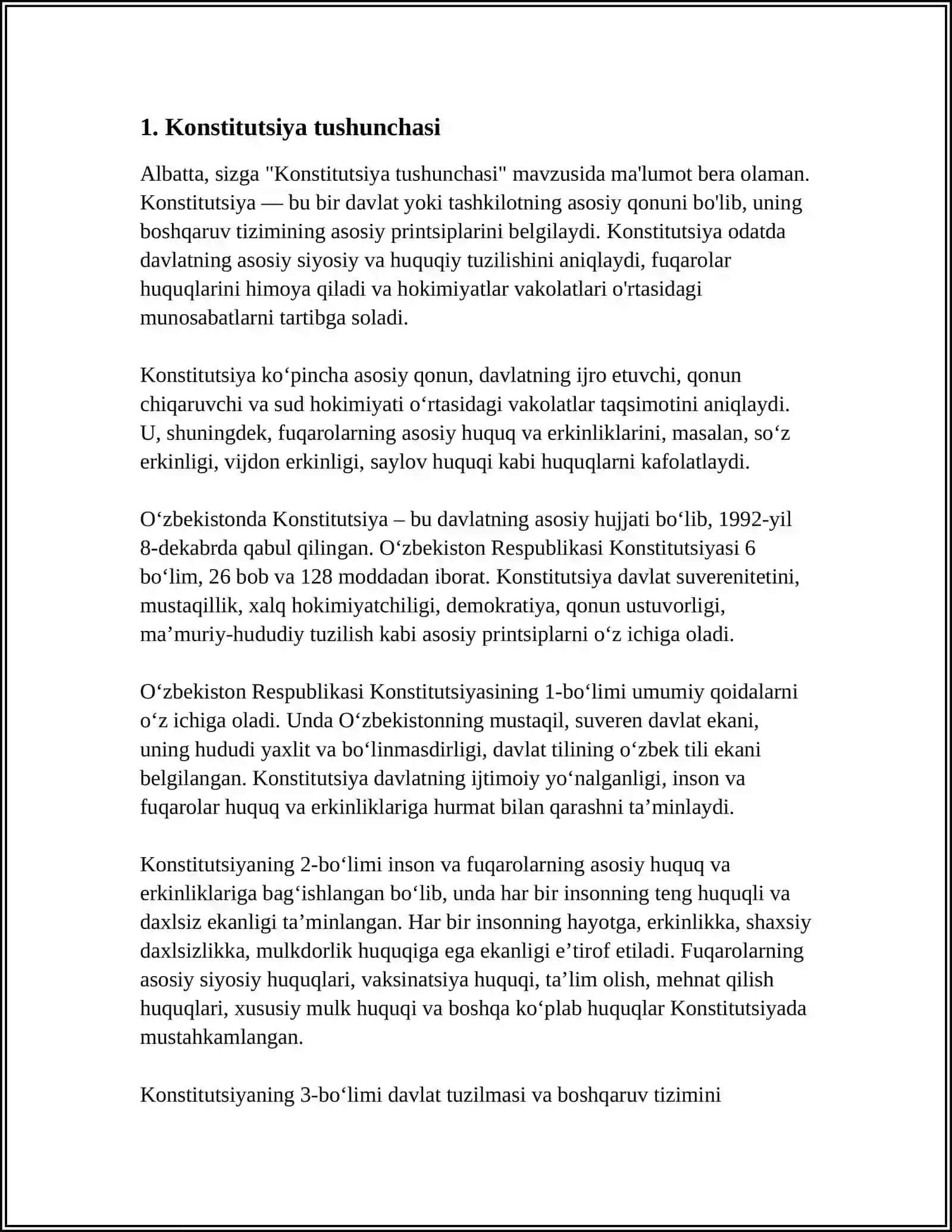 KONSTITUTSIYA TUSHUNCHASI, KONSTITUTSIYALAR TARIXI.KONSTITUTSIYANING ASOSIY PRINSIPLARI VA FUNKSIYALARI 3