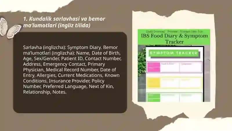 Symptom Diary in English 3