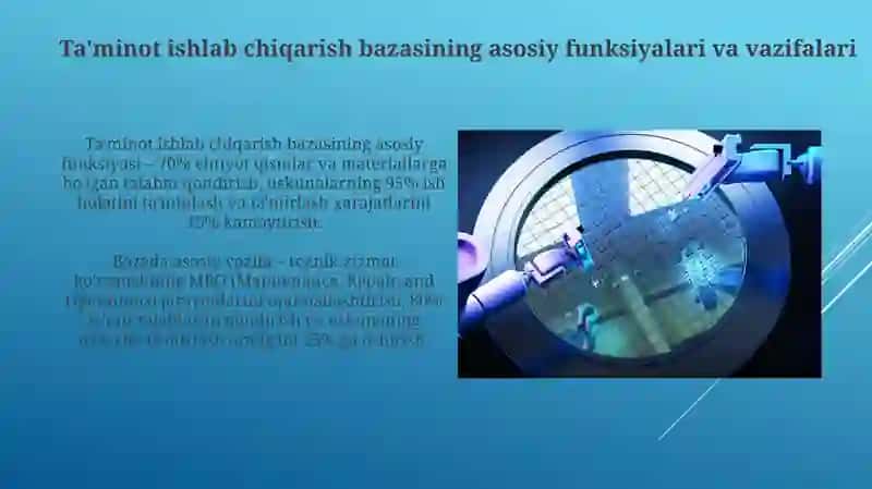 Texnik xizmat koʻrsatishning ishlab chiqarish bazasi 3