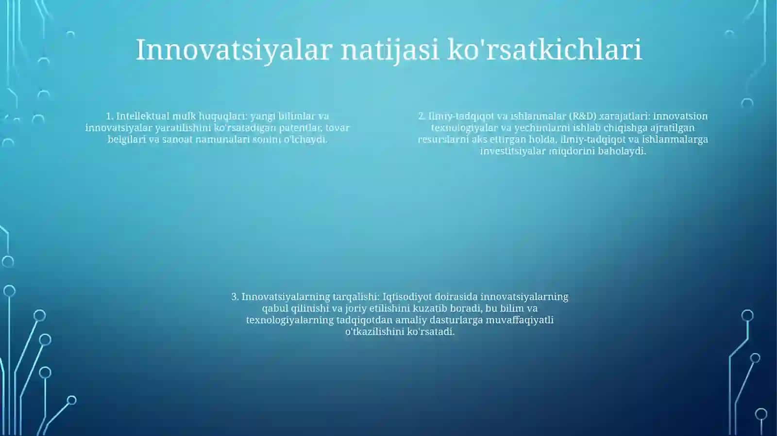 Mamlakatning Innovatsion Rivojlanishini Belgilovchi Korsatkichlar Tizimi 3