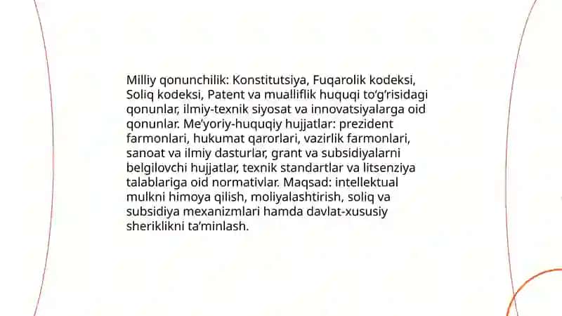 Innovatsion faoliyatning me’yoriy-huquqiy asoslari 3