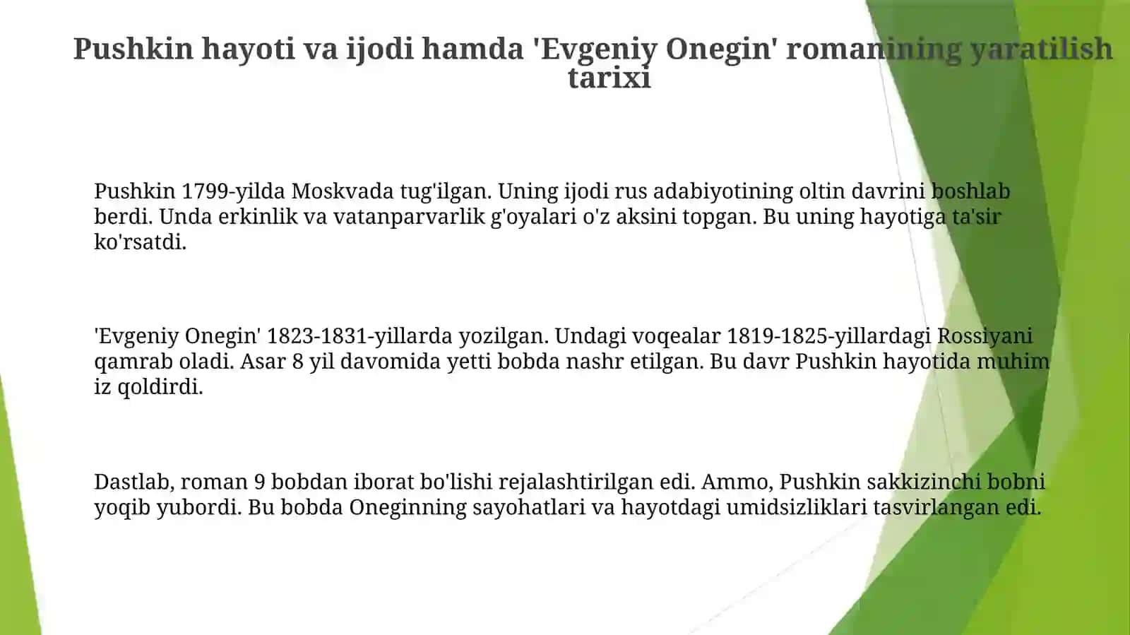 Pushkin va “Evgeniy Onegin” romanining yaratilishi 3