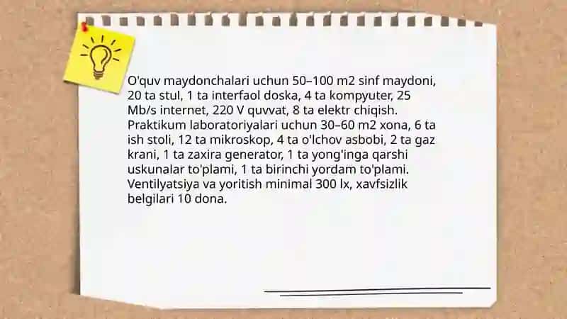 Talim muassasalarining ChQBT bòyicha òquv moddiy bazasi va moddiy texnik taminoti 3