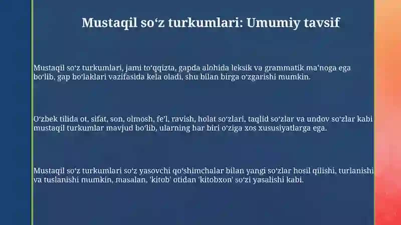 Oʻzbek tilida mustaqil soʻz turkumlari 3