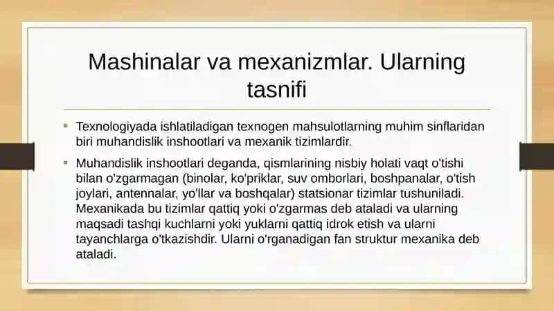Mashina va jihozlarning turlari tuzilishi Ishlatilishi va bajaradigan va vazifalari 3