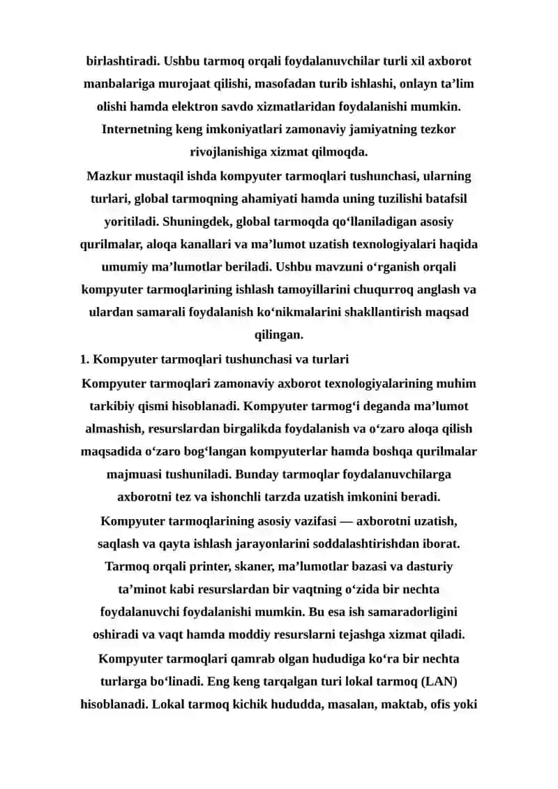 Kompyuter tarmoqlari.Global tarmoq va uning tuzilishi 3