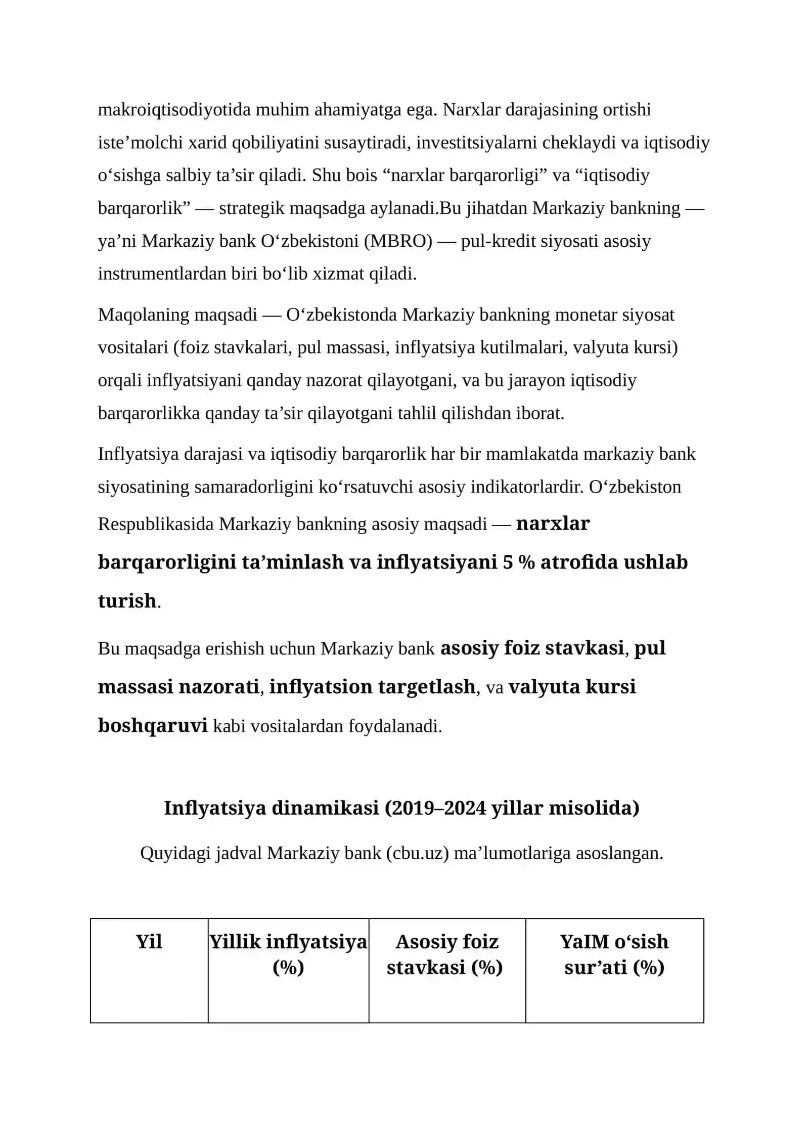 Markaziy bank siyosatining inflyatsiya va iqtisodiy barqarorlikka ta’siri 3