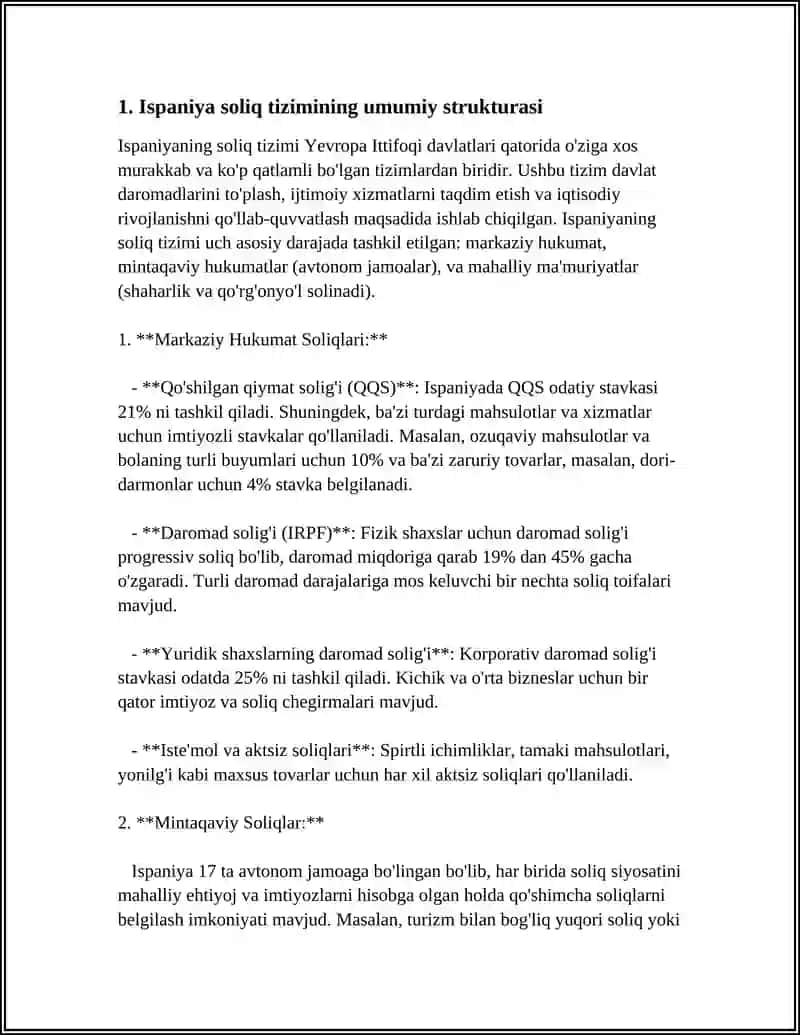 ISPANIYA SOLIQ TIZIMI VA UNING OʻZIGA XOS XUSUSIYATLARI 3