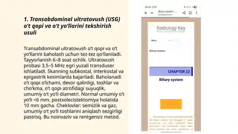 O‘t qopi, o‘t yo‘llari va oshqozon osti bezi nur tekshiruvi usullari 3