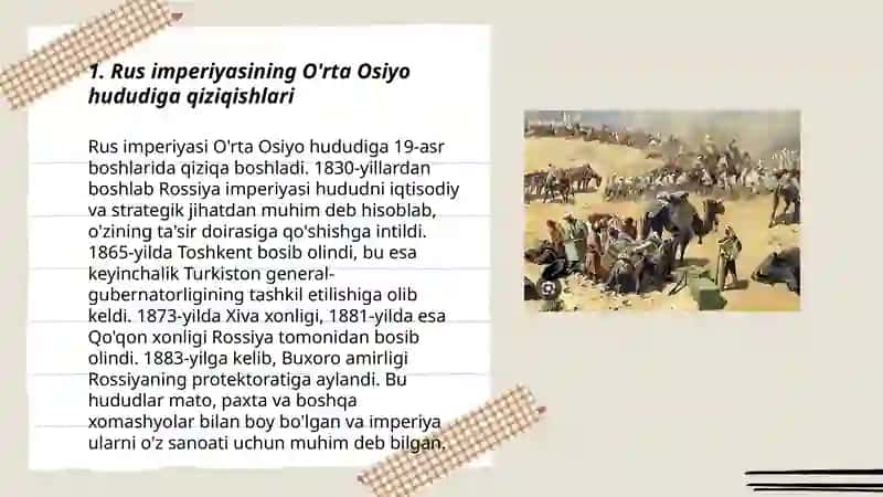 O'rta Osiyo hududini Rus bosqinchilari tomonidan bosib olinishi 3
