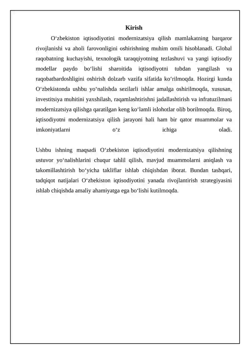 O‘zbekistonda iqtisodiyotni modernizatsiyalashning ustuvor yunalishlari 3