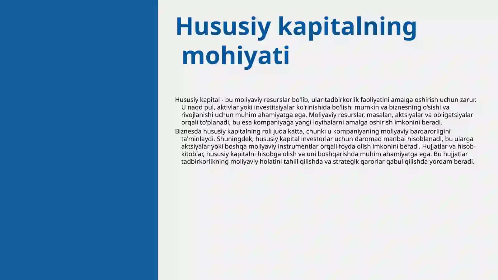 Xususiy kapital hisobini tashkil etish va uning vazifalari 3