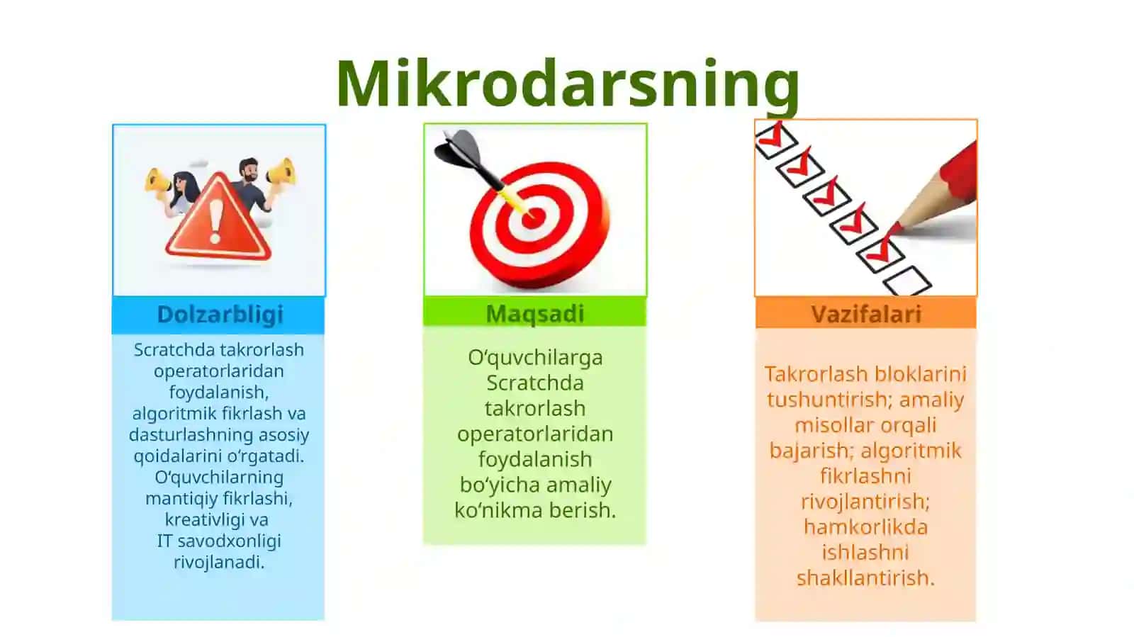 SCRATCH dasturida takrorlash amaliyotidan foydalanish 3