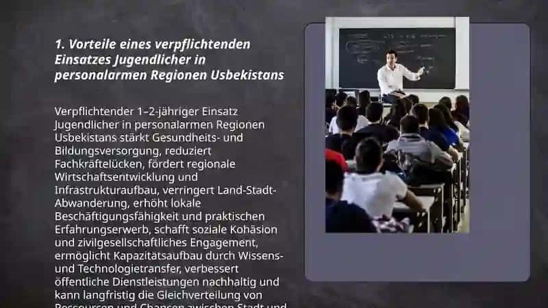 Vorteile eines verpflichtenden Einsatzes Jugendlicher in personalarmen Regionen Usbekistans 3