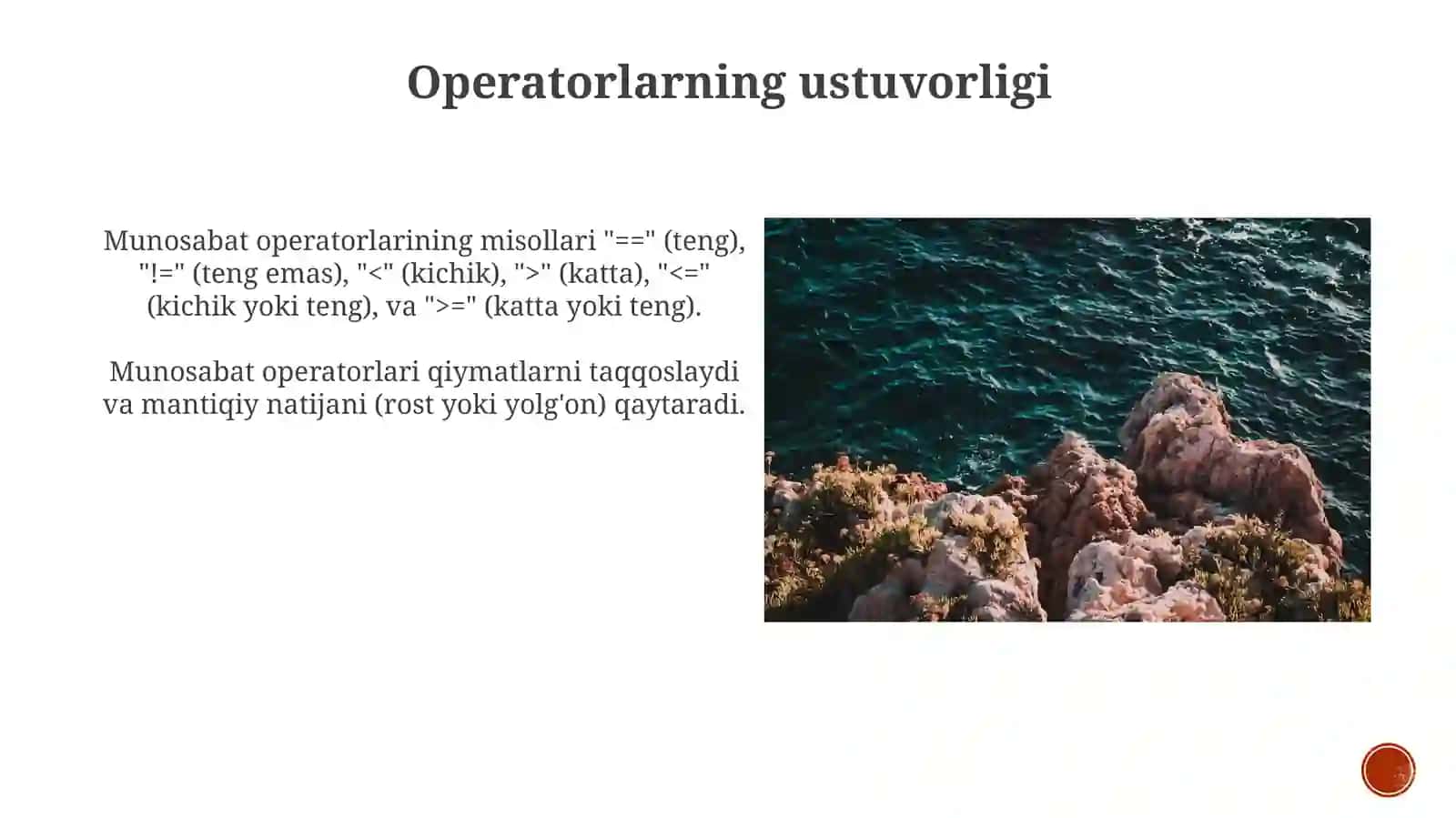 Munosabat operatorlari 3