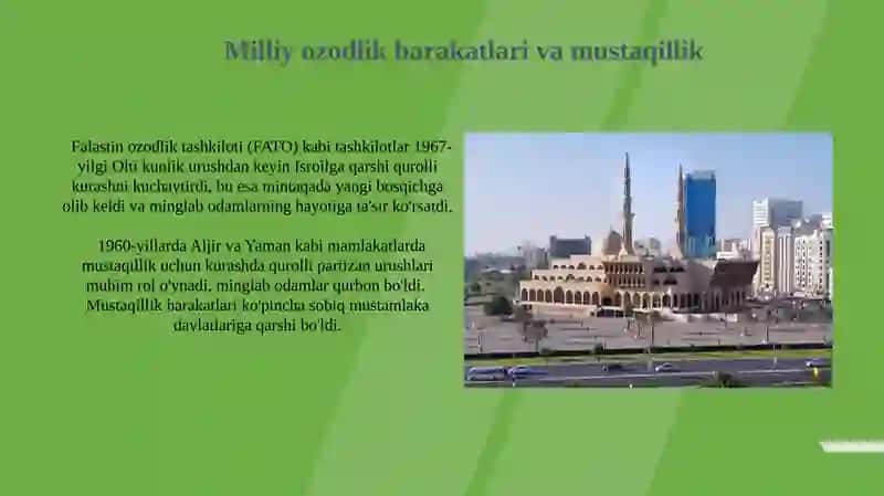 XX асрнинг иккинчи ярмидаги араб мамлакатларининг ижтимоий-маданий ривожланиши 3