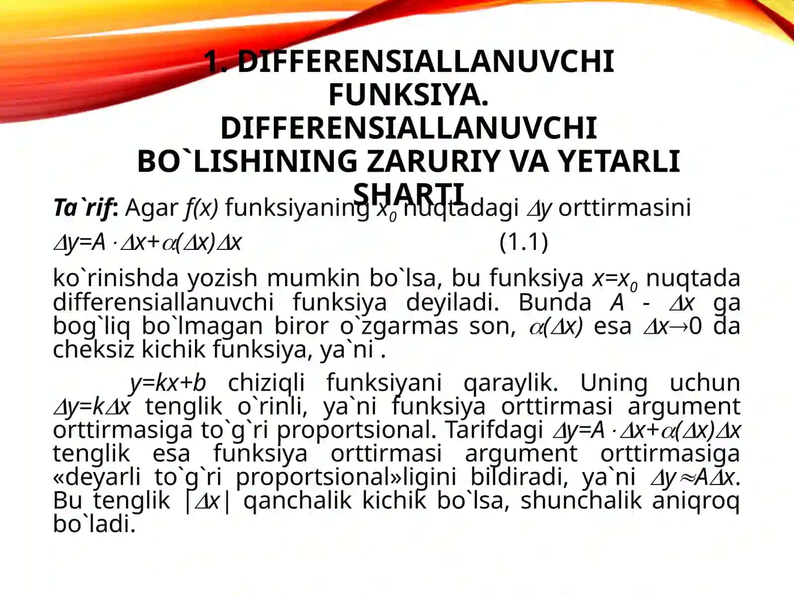 Differensiallanuvchi funksiyalar xaqida asosiy teorema 3