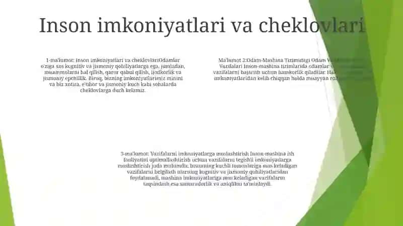 Odam-Mashina Tizimidagi Odam Va Mashinaning Vazifalari 3