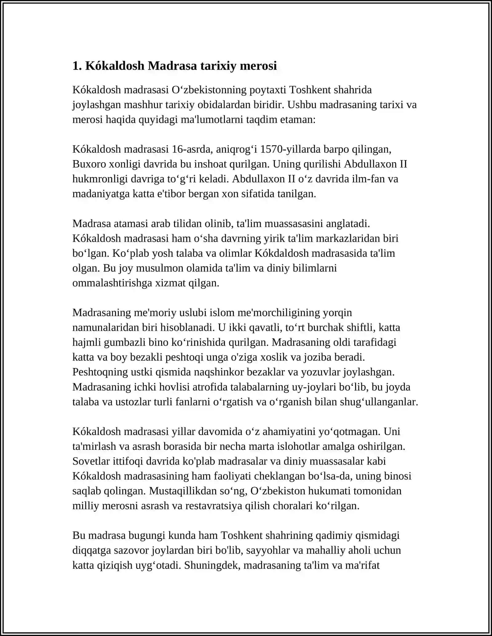 KÓKALDOSH MADRASASI 3
