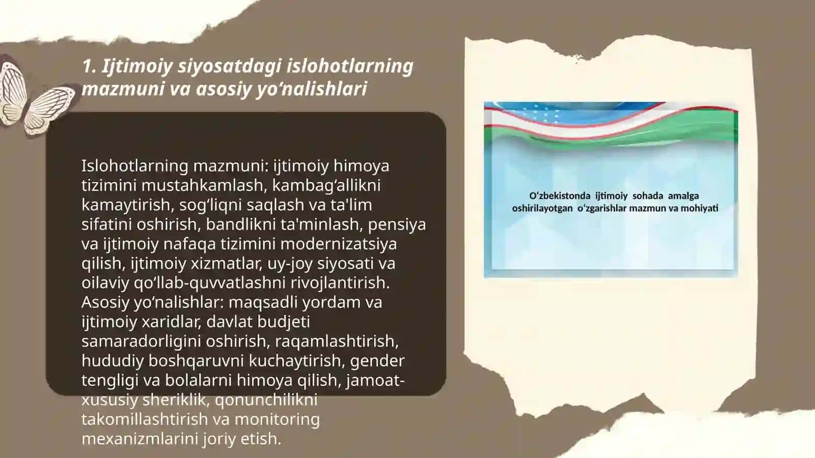 O‘zbekistonda ijtimoiy sohada amalga oshirilayotgan o'zgarishlar mazmuni va mohiyati 3