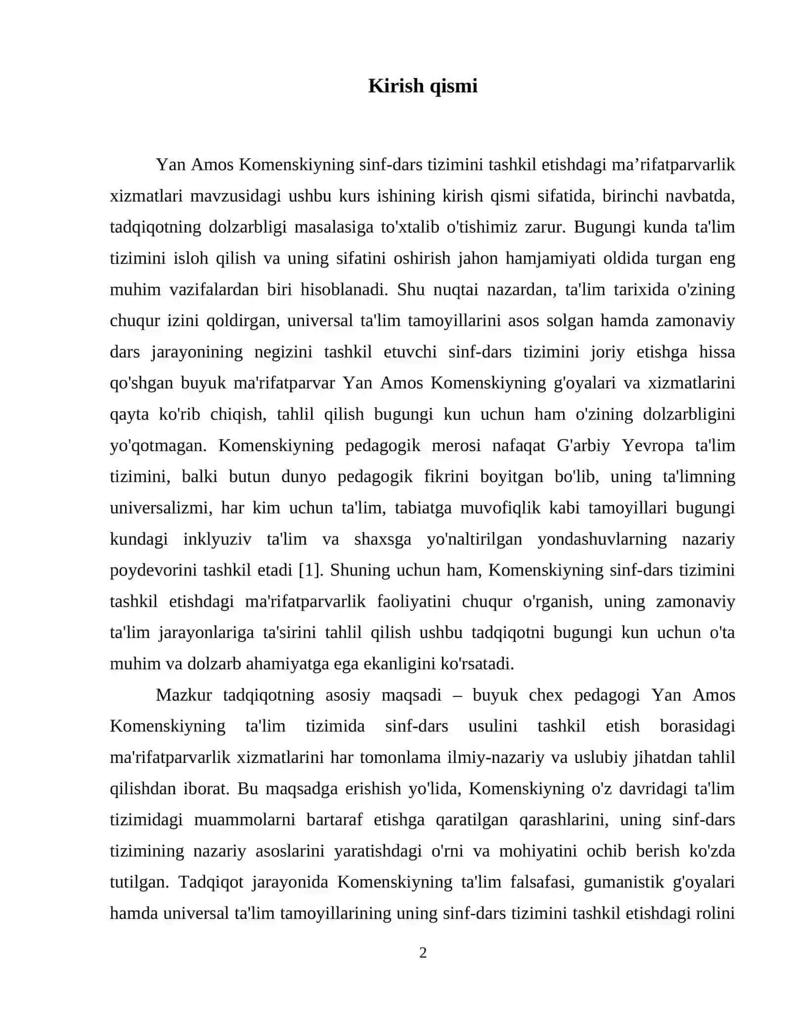 Yan Amos Komenskiyning sinf-dars tizimini tashkil etishdagi ma’rifatparvarlik xizmatlari. 3