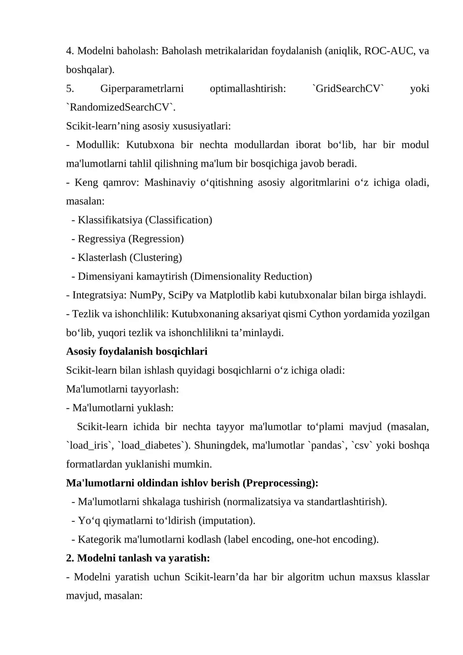 Scikit-learn kutubxonalari bilan ishlash 3