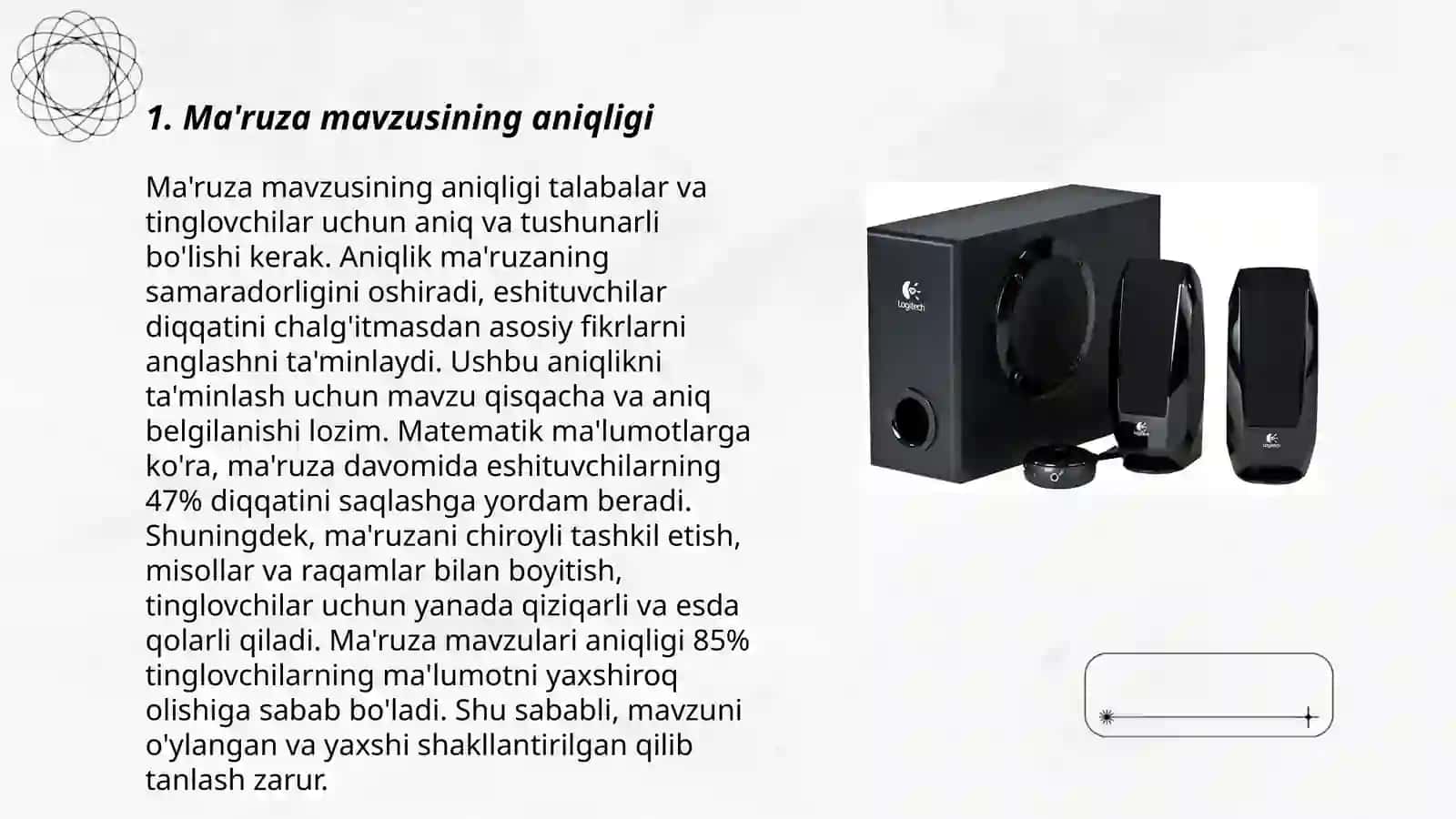 Ma'ruza mavzusining aniqligi 3