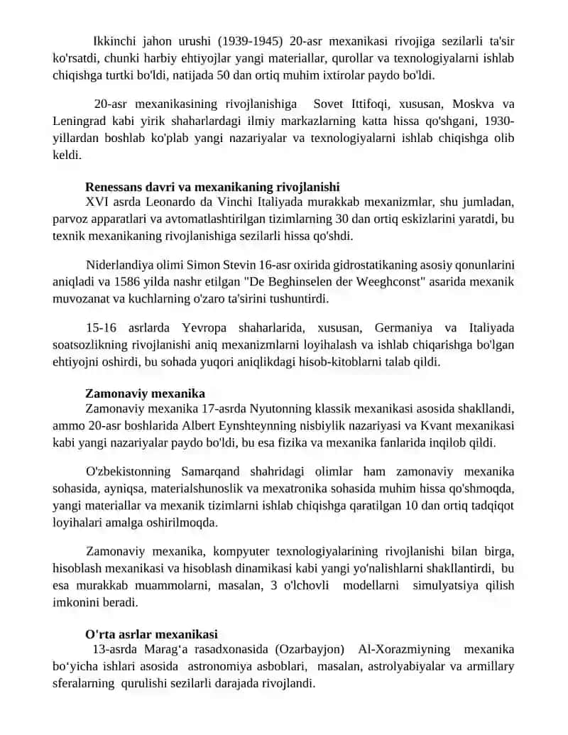 Texnik mexanika fanining rivojlanish tarixi 3
