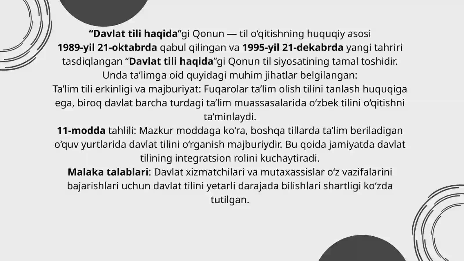 O‘zbekiston Respublikasining me’yoriy-huquqiy hujjatlarida o‘zbek tilini davlat tili sifatida o‘qitish masalalari 3