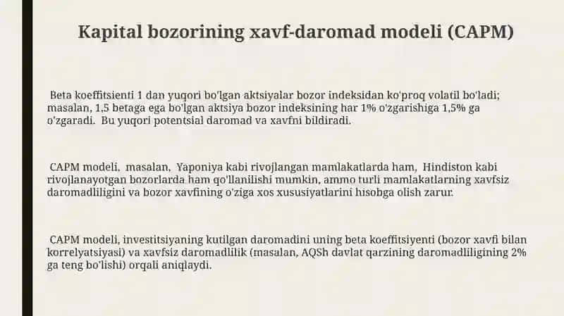 Risk va daromadlilik 3