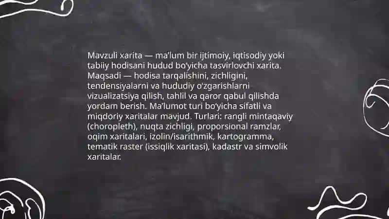 Mavzuli xaritalari o'rganish 3