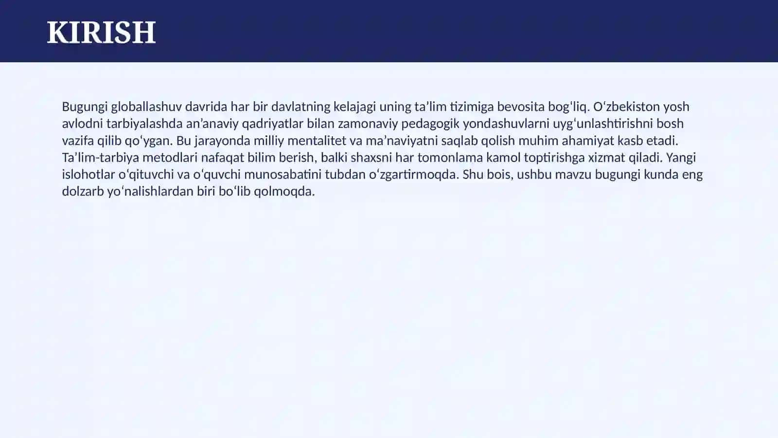 O‘ZBEKISTONDA TA'LIM-TARBIYA METODLARI 3