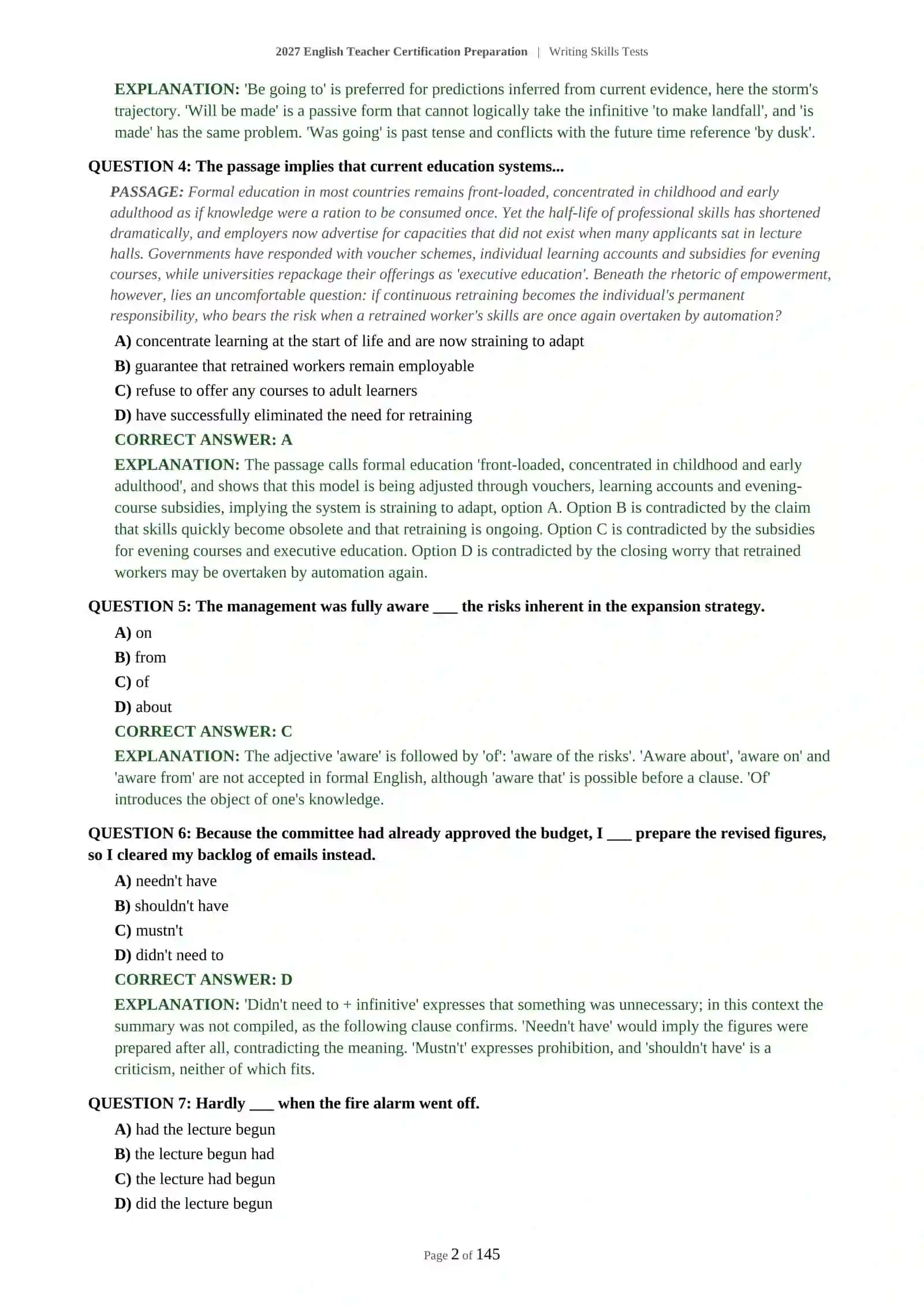 Mavzu: 2027 English Teacher Certification Preparation | Writing Skills Tests 3