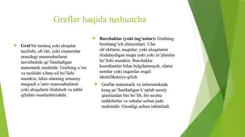 Graflarni tasvirlash usullari: munosabatlar matritsasi 3