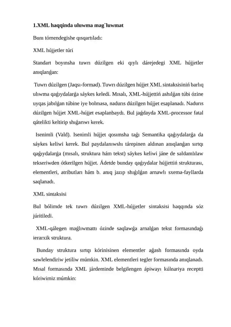 XML hám XML-maǵlıwmatlar bazası 3