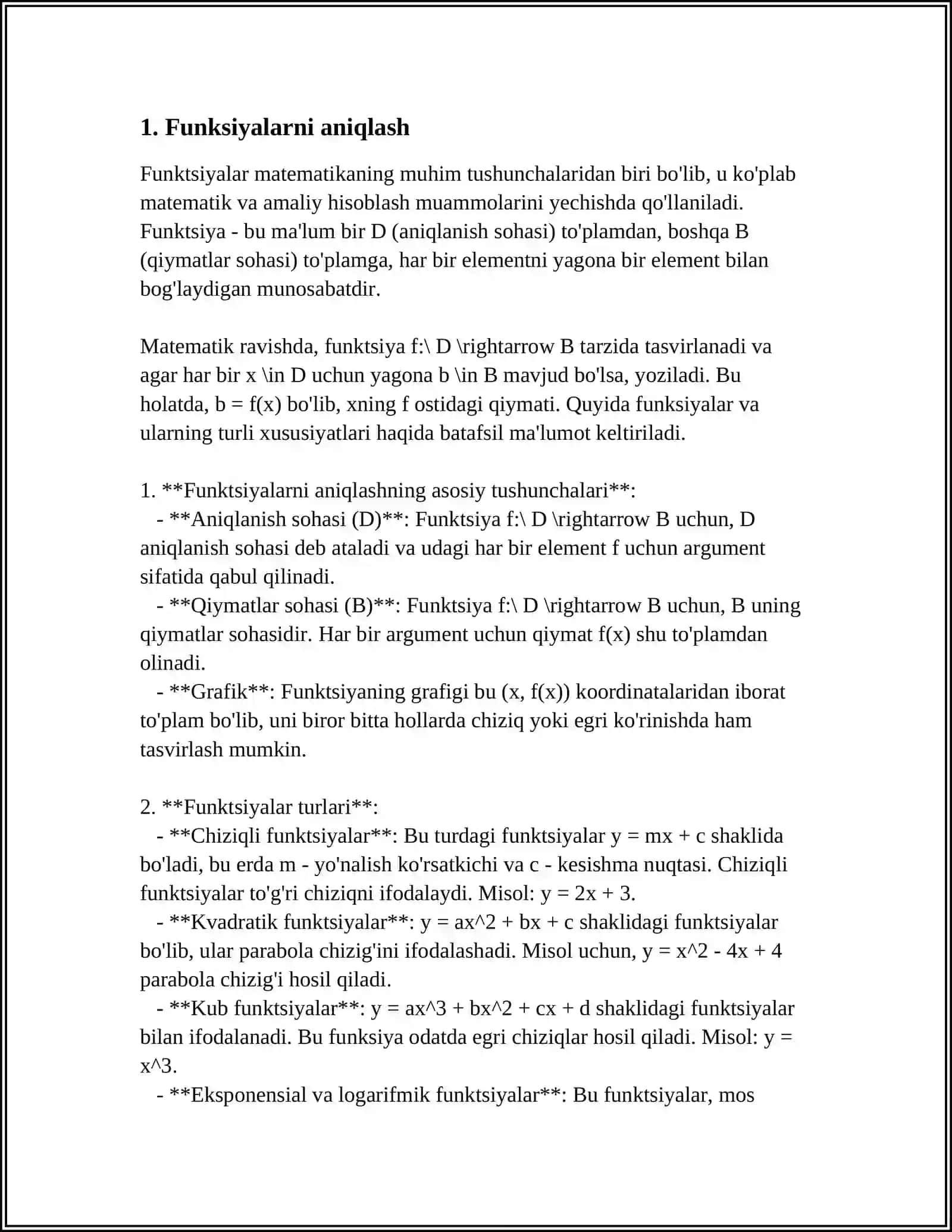FUNKSIYALAR BILAN ISHLASH. FUNKSIYA PARAMETRLARI VA ARGUMENTLARI 3