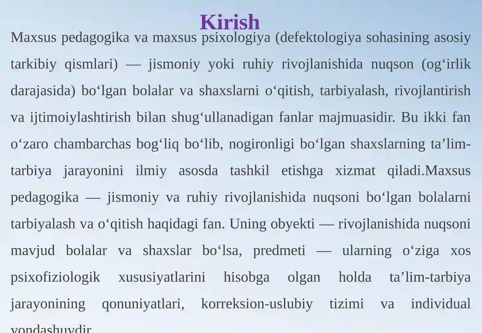 Maxsus pedagogika va maxsus psixologiyaning maqsad, vazifalari, ob’ekti va predmeti 3
