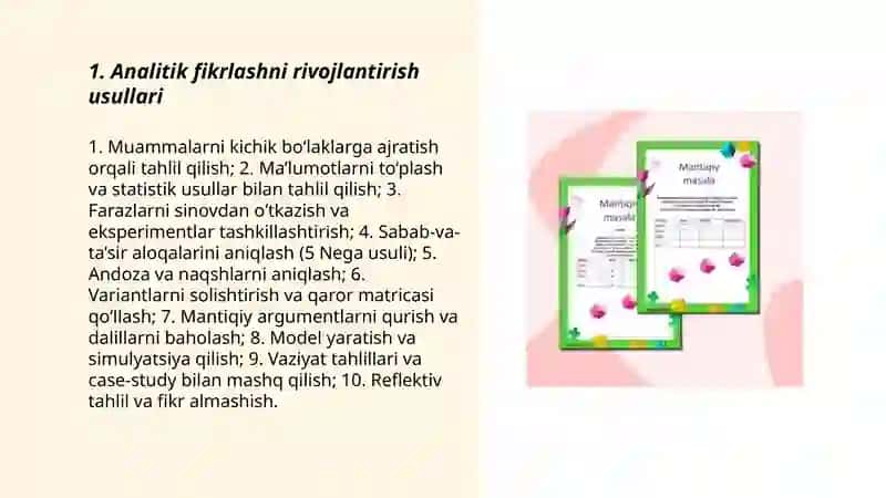 Mantiqif fikirlashni rivojlantirish usullari 3