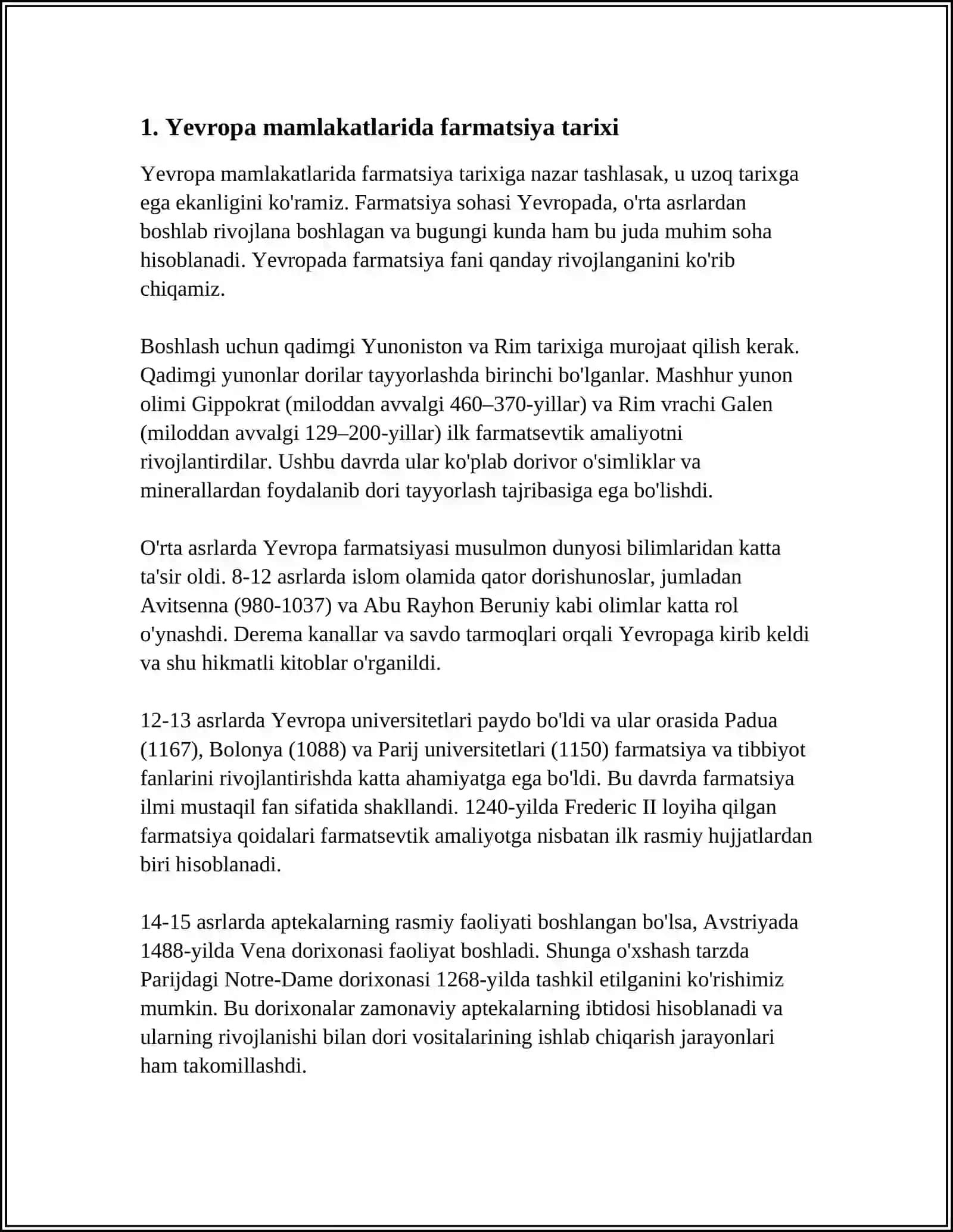 YEVROPA MAMLAKATLARIDA FARMATSIYANI RIVOJLANISHI 3