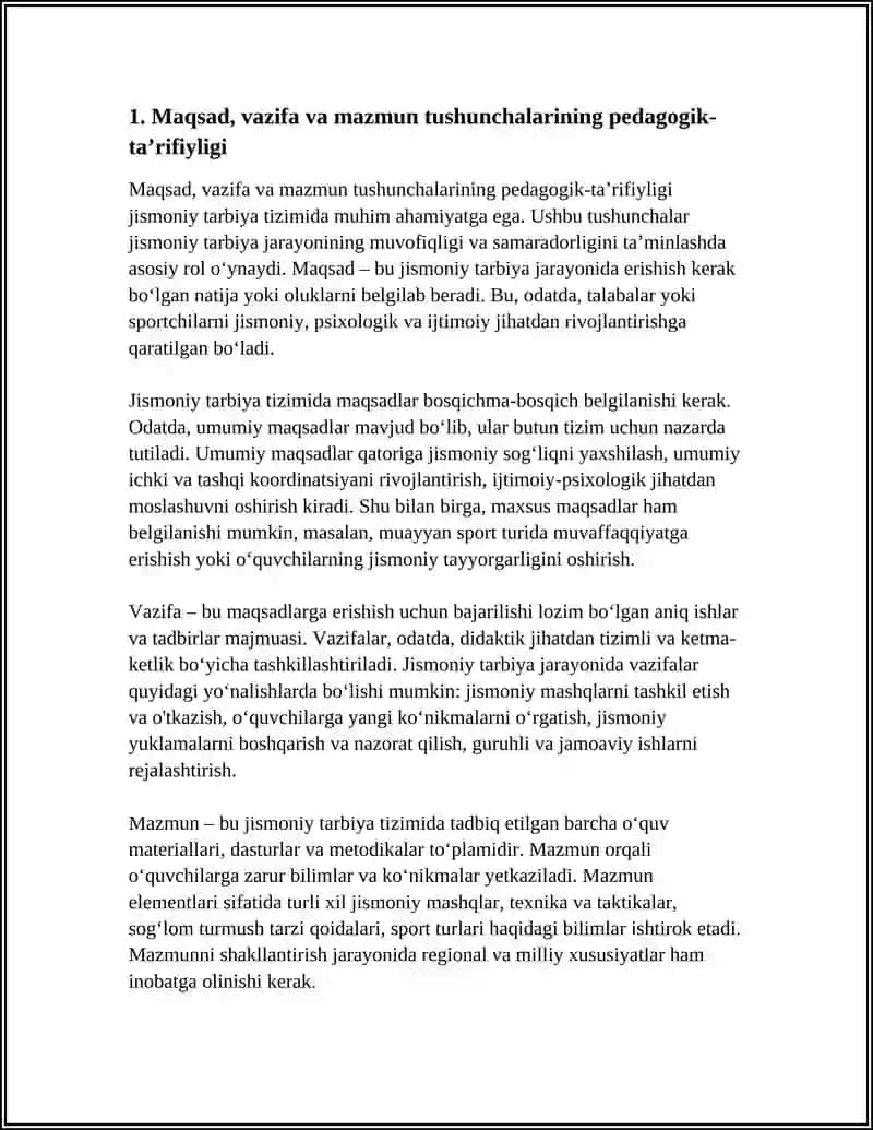 JISMONIY TARBIYA TIZIMIDA MAQSAD, VAZIFA VA MAZMUNNING UYG‘UNLIGI 3