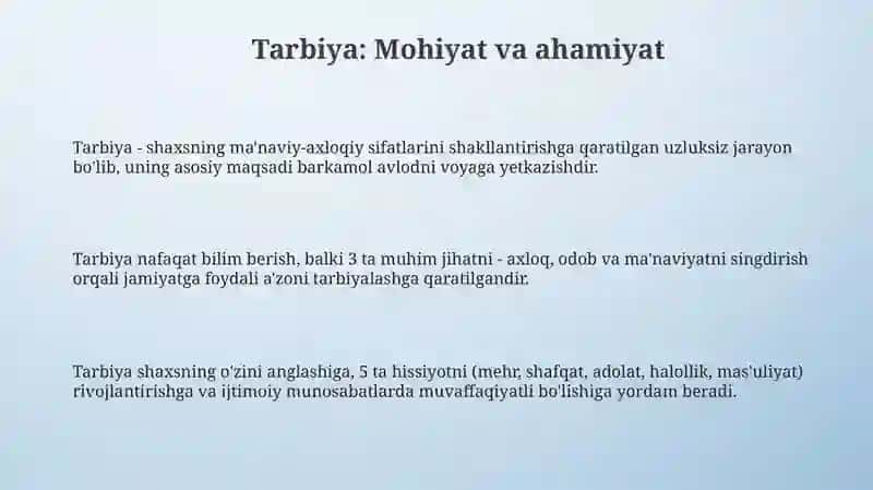 Tarbiya fanini o'qitishda metod va zamonaviy vositalardan foydalanish 3