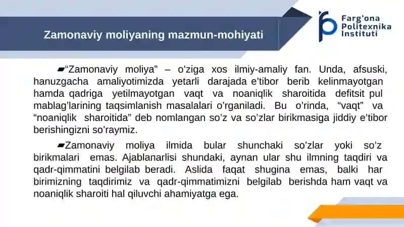 Zamonaviy moliya 3